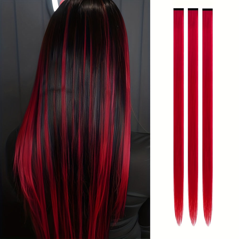 TEMU Juego de 3 Piezas de Pinzas para Pelucas para Mujer, Estilo Y2K y , Pinzas de Cabello Sintético Liso, Ideales para Festivales, Fiestas, y