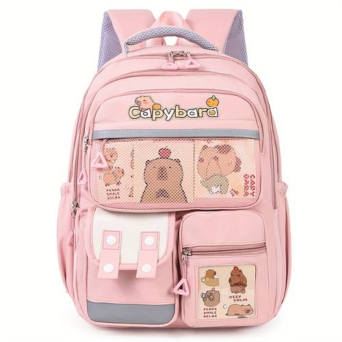 cute capybara backpack with capybara patterns lightweight school bookbag large capacity daycare backpack suitable for