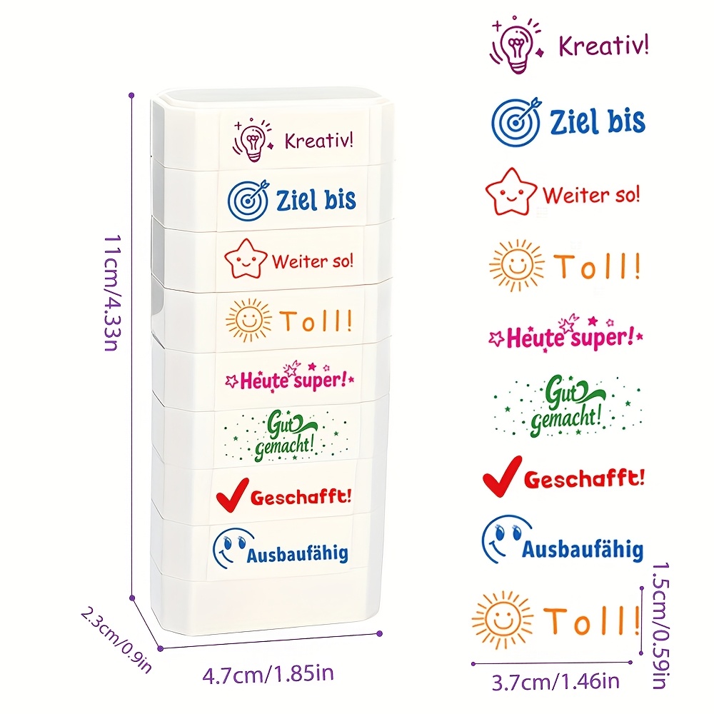German Teacher', Color Automatic Ink Application, School Grading Teacher's Stamp, Best Homework Stamp, Encouraging Class (building Block Stamp)