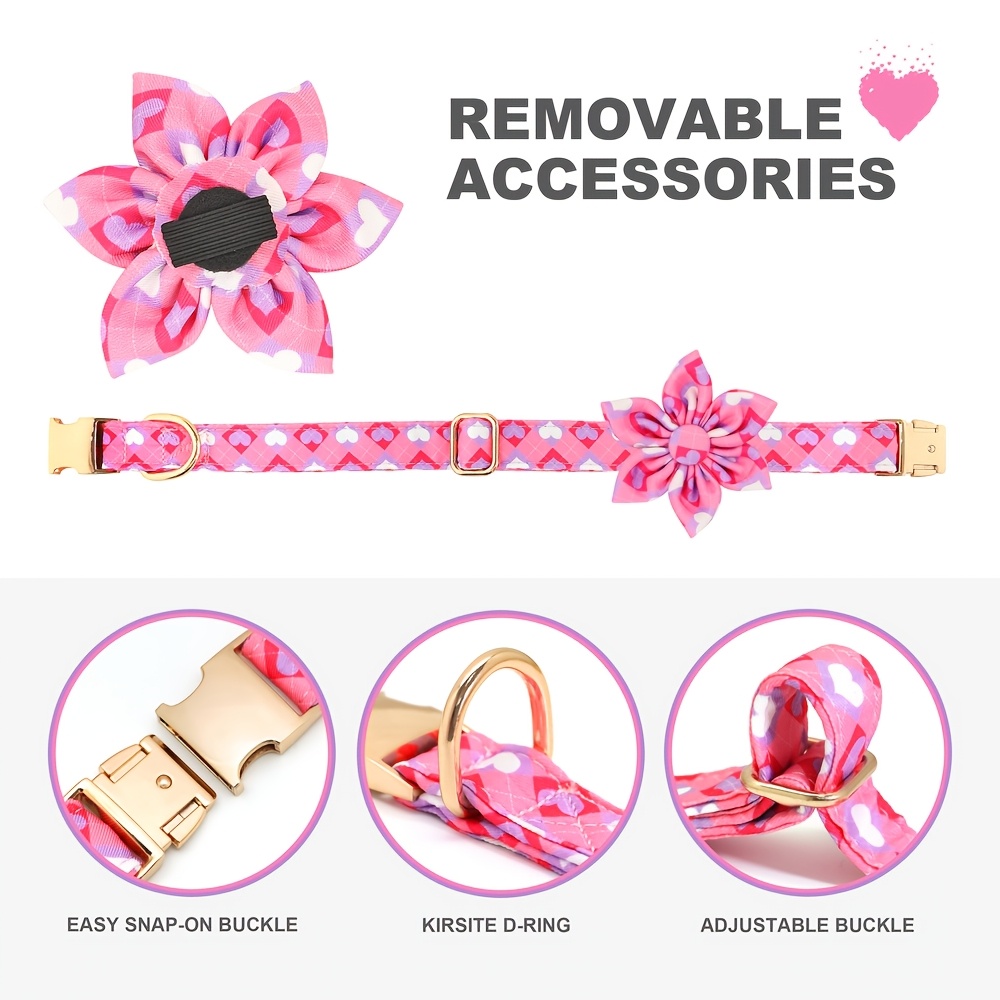Adjustable Dog ID Collar Flower Pet Necklace