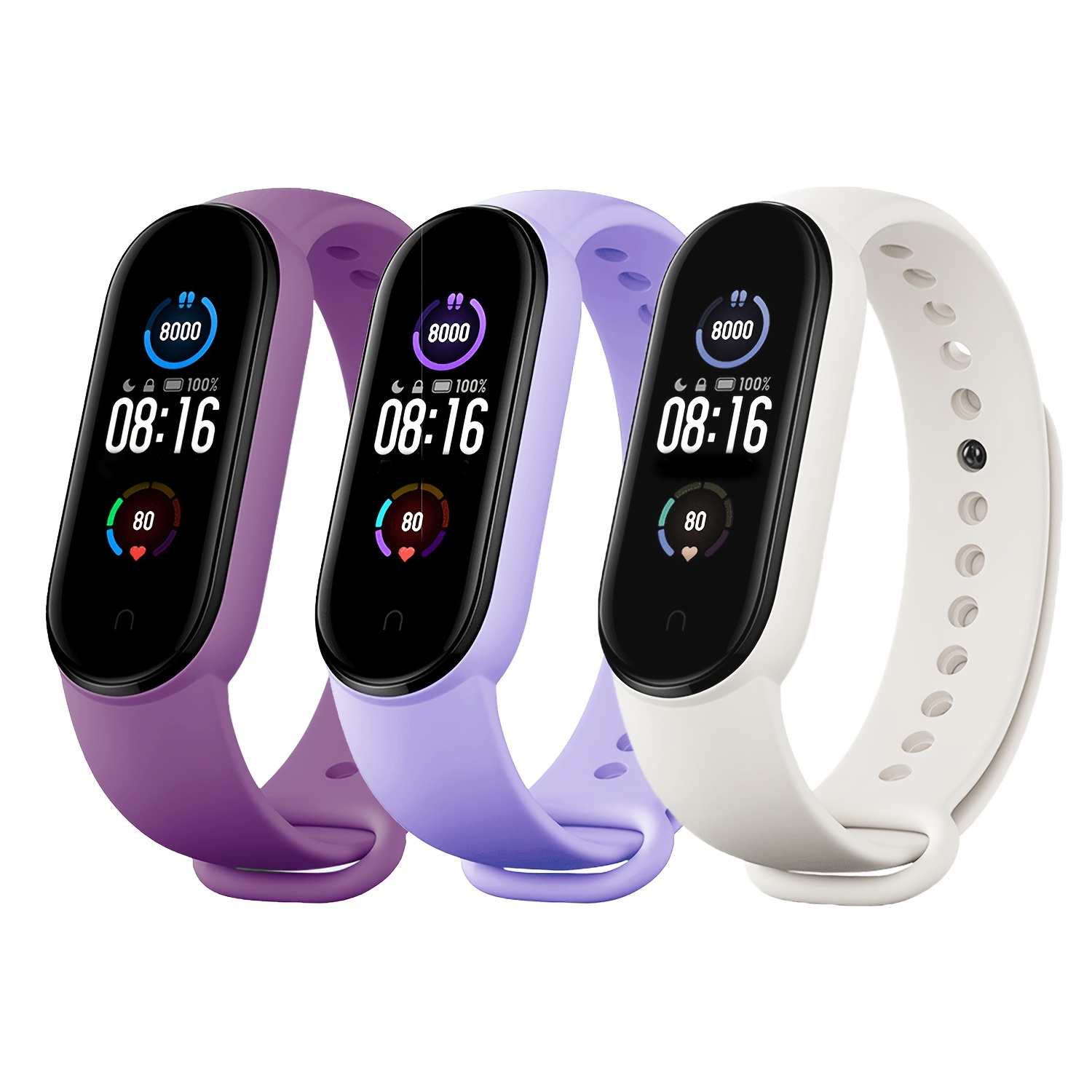 TEMU 3pcs Replacement Watch For Xiaomi 5/6, Watch Set For Xiaomi 5/6 Fitness , Soft And Comfortable Tpu Material Size, Adjustable Multicolor Strap