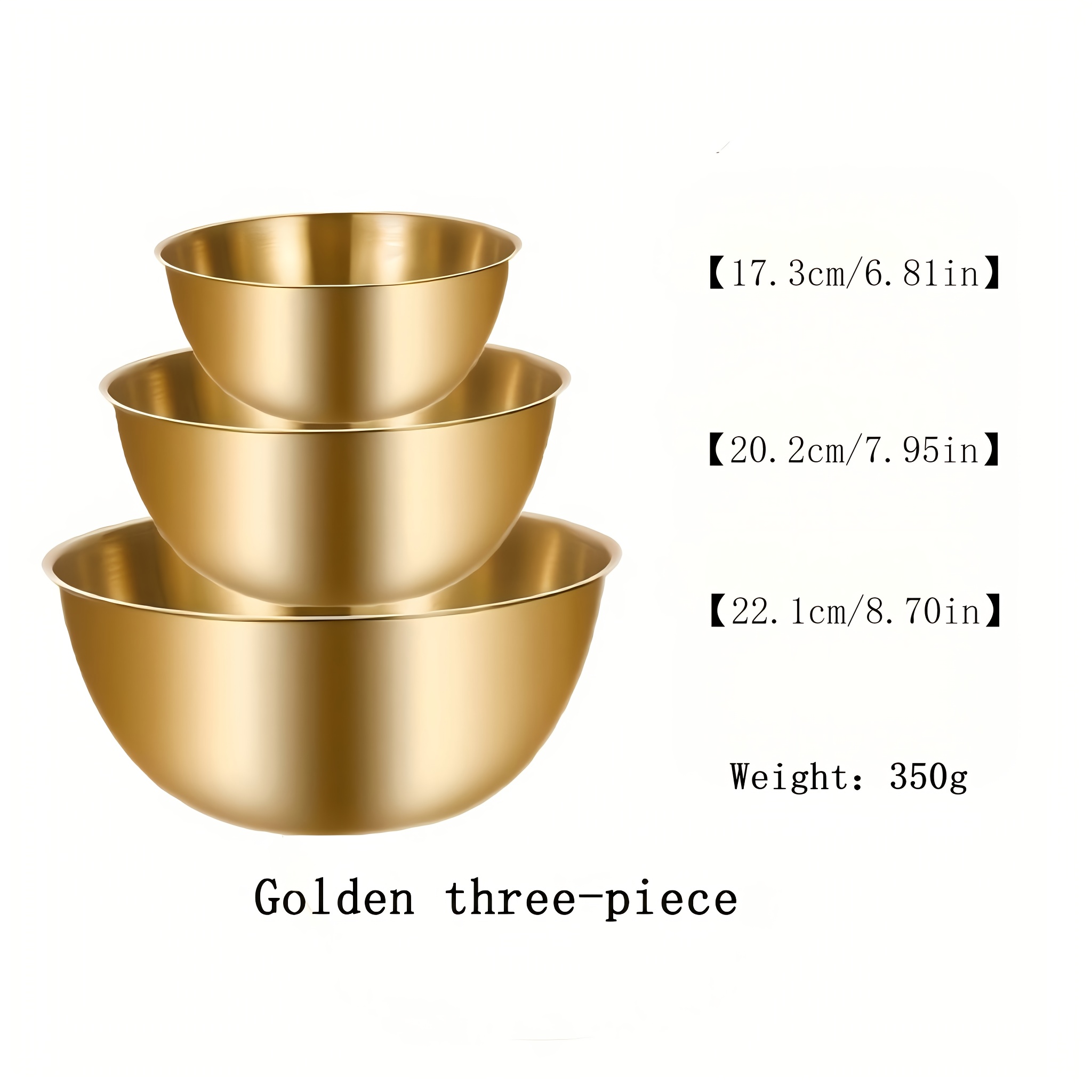 TEMU Three-piece Stainless Steel Mixing Bowl, Kneading Bowl, Salad Bowl, Cooking Food Kitchenware