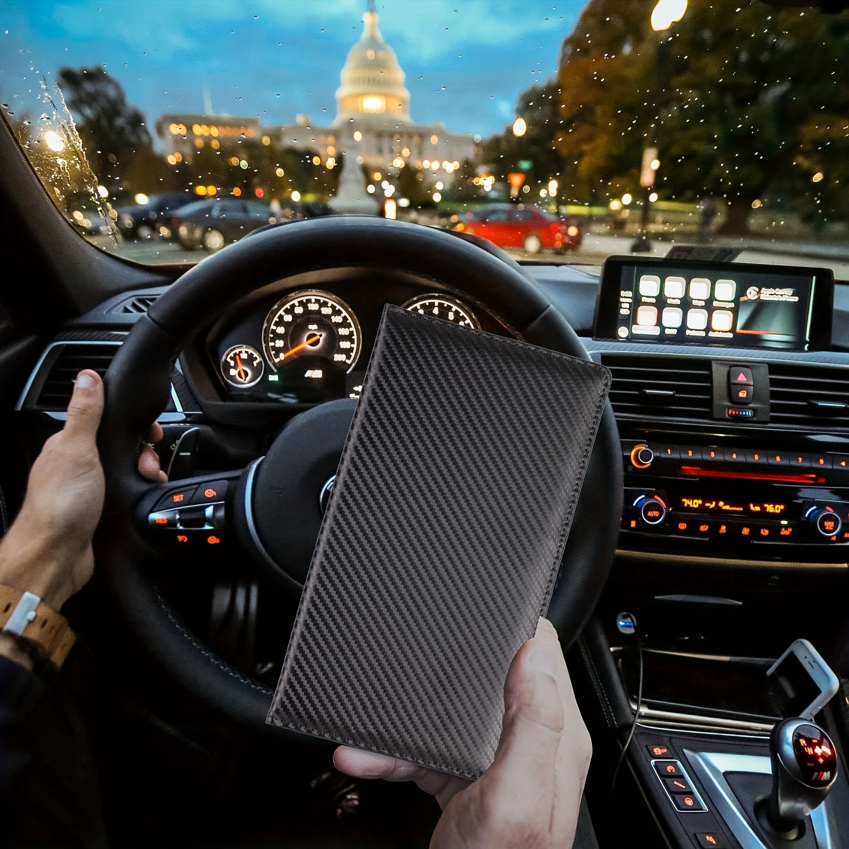 suporte de cartão de registo de carro e seguro em pvc - organizador de documentos para a caixa de luvas do veículo, carteira de carta de condução para automóvel, estojo   para carro, reboque, motocicleta, barco - acessórios para viagem