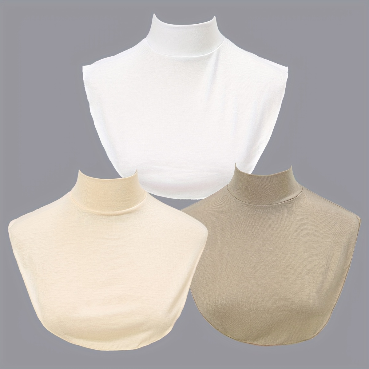 TEMU 3pcs Classic Solid Shirt Fake Collar Set Soft Comfortable Versatile Fiber Scarf Fashion Fake Collar Suitable For Daily Casual Multi-scene