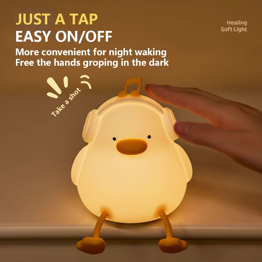 1pc musical duck clap light rgb colorful night lamp with timer function and   protection glow perfect bedside or gift for friends mood lighting room decor decorative light   design durable build touch control portable light adjustable brightness s gift small   Product details 3