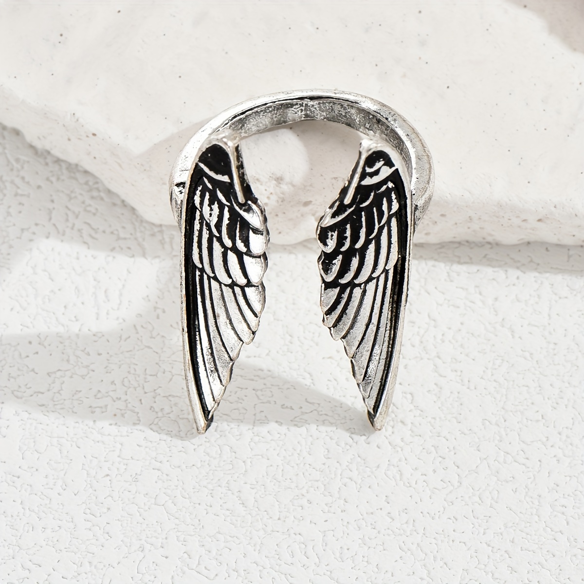 Fashionable Vintage Open Angel Wing Adjustable Ring, Unisex Design