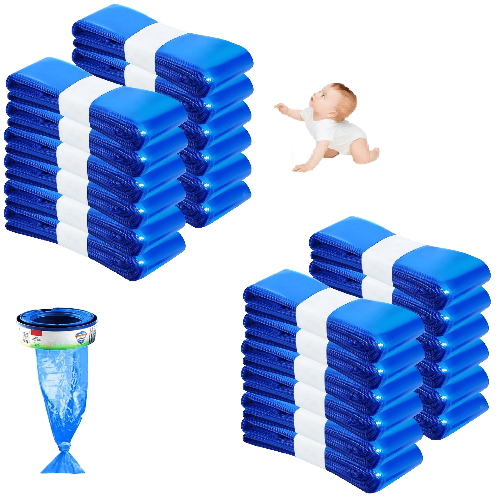 Image of 24 Packs Of Diaper Pail Refills, Odor-proof Diaper , Thickened Diaper Pail Refills, Compatible With , , Litterlocker (blue)