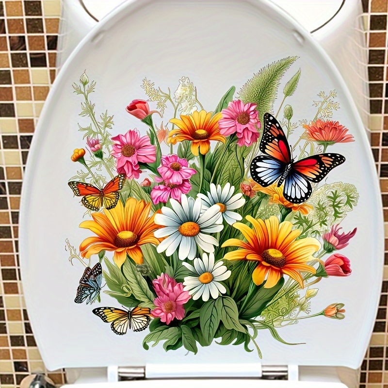 Plant Floral Flower Wall Sticker, Decorate Living Room Porch Bedroom Self-adhesive Painting, Removable Pvc Wall Sticker