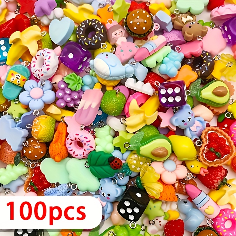 50 100pcs of   and vibrant resin pendants unique animal fruit and food series colorful   making kit suitable for necklaces bracelets earrings durable lightweight and fade resistant   for   enthusiasts and jewelry making supplies