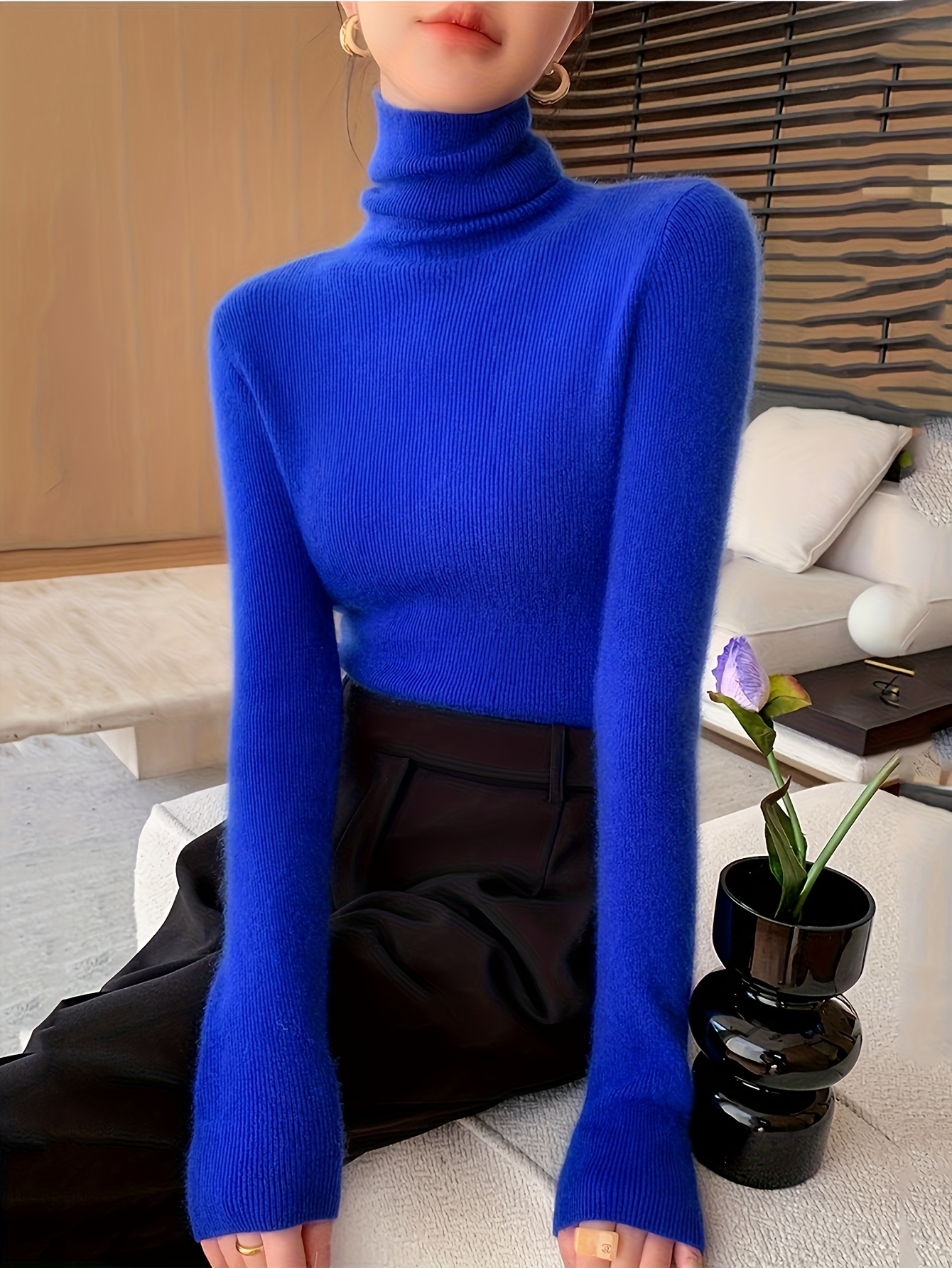 new autumn winter early spring high neck sweater for women high end slouchy neck base layer top