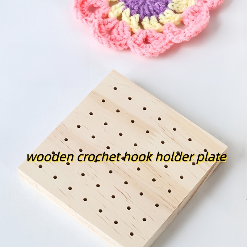 TEMU 1pc Wooden Crochet Blocking Board With 4 Stainless Steel Pins, Featuring -shaped Yarn Winding Board Design. Sturdy And Durable, Resistant To
