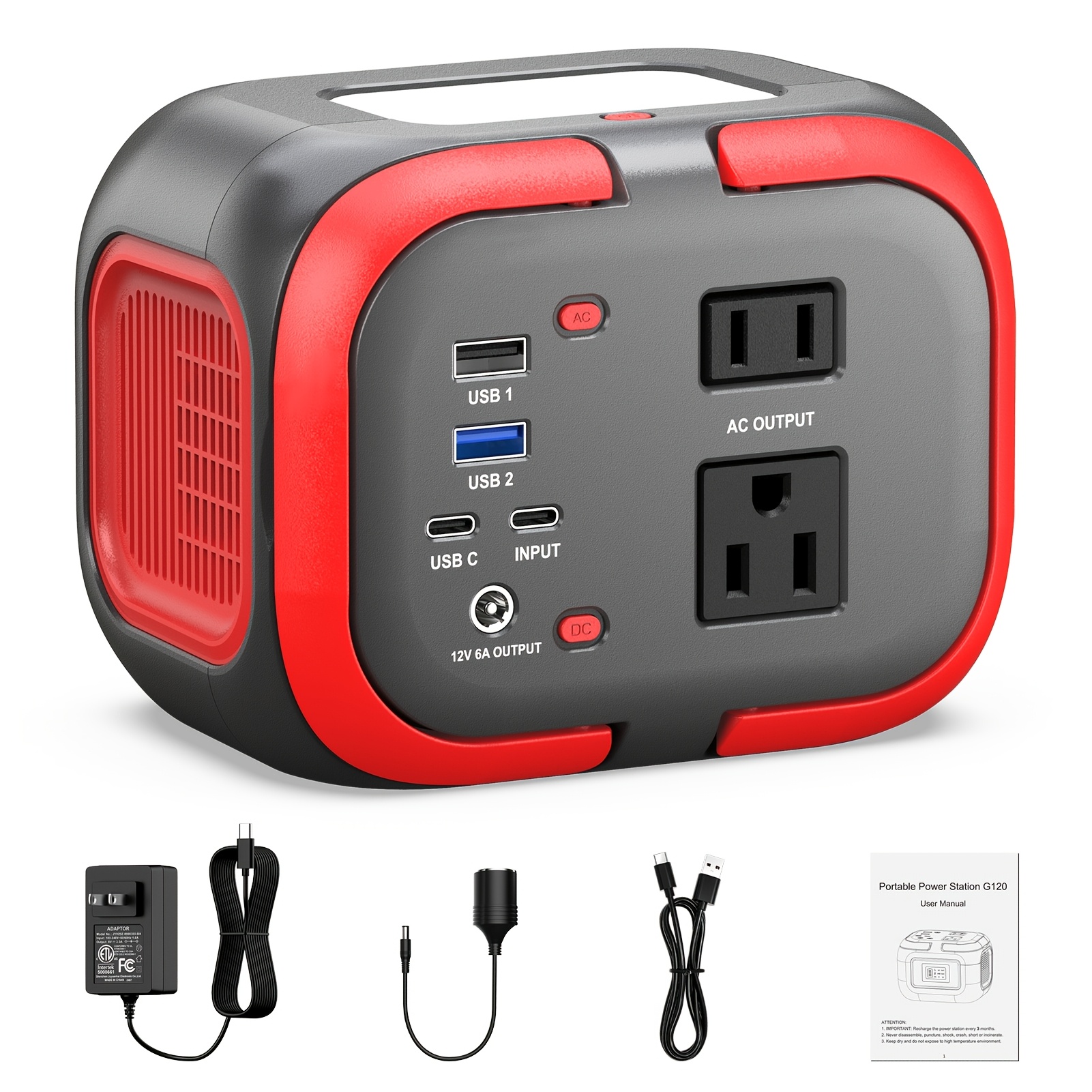 120w 97 68wh portable power station solar generator without - Temu
