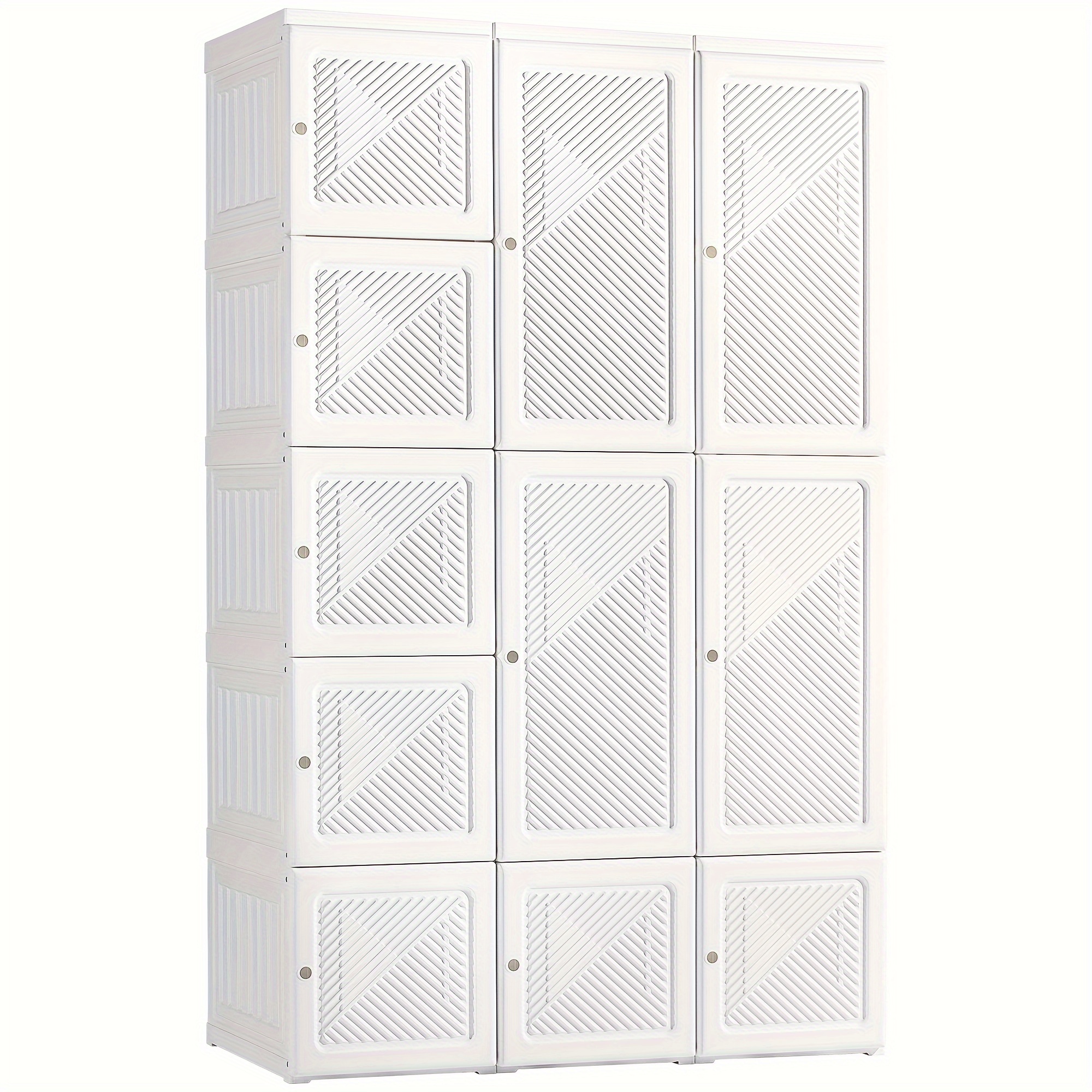 

Homcom Portable Wardrobe Closet, Folding Bedroom Armoire, Clothes Storage Organizer With 8 Cube Compartments, 2 Hanging Rods, 11 Magnet Doors, White