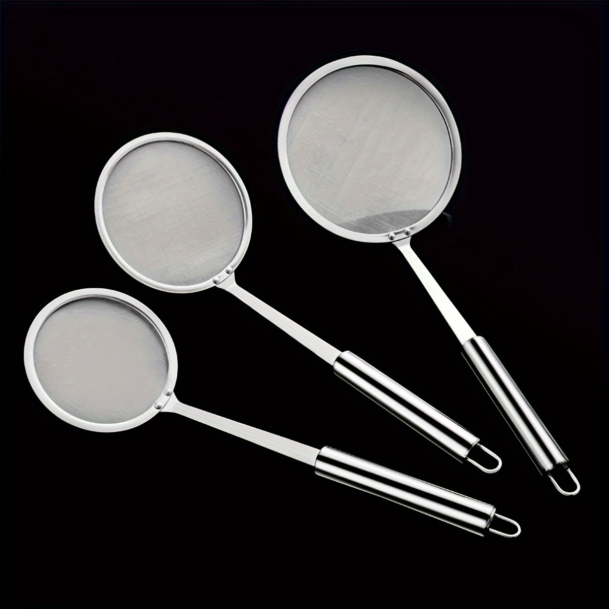 

3 Pack Skimmer Spoon Stainless Steel Hot Pot Fat Fine Mesh Skimming Grease And Foam Strainer Oil Filter Cooking Mesh Food Strainer