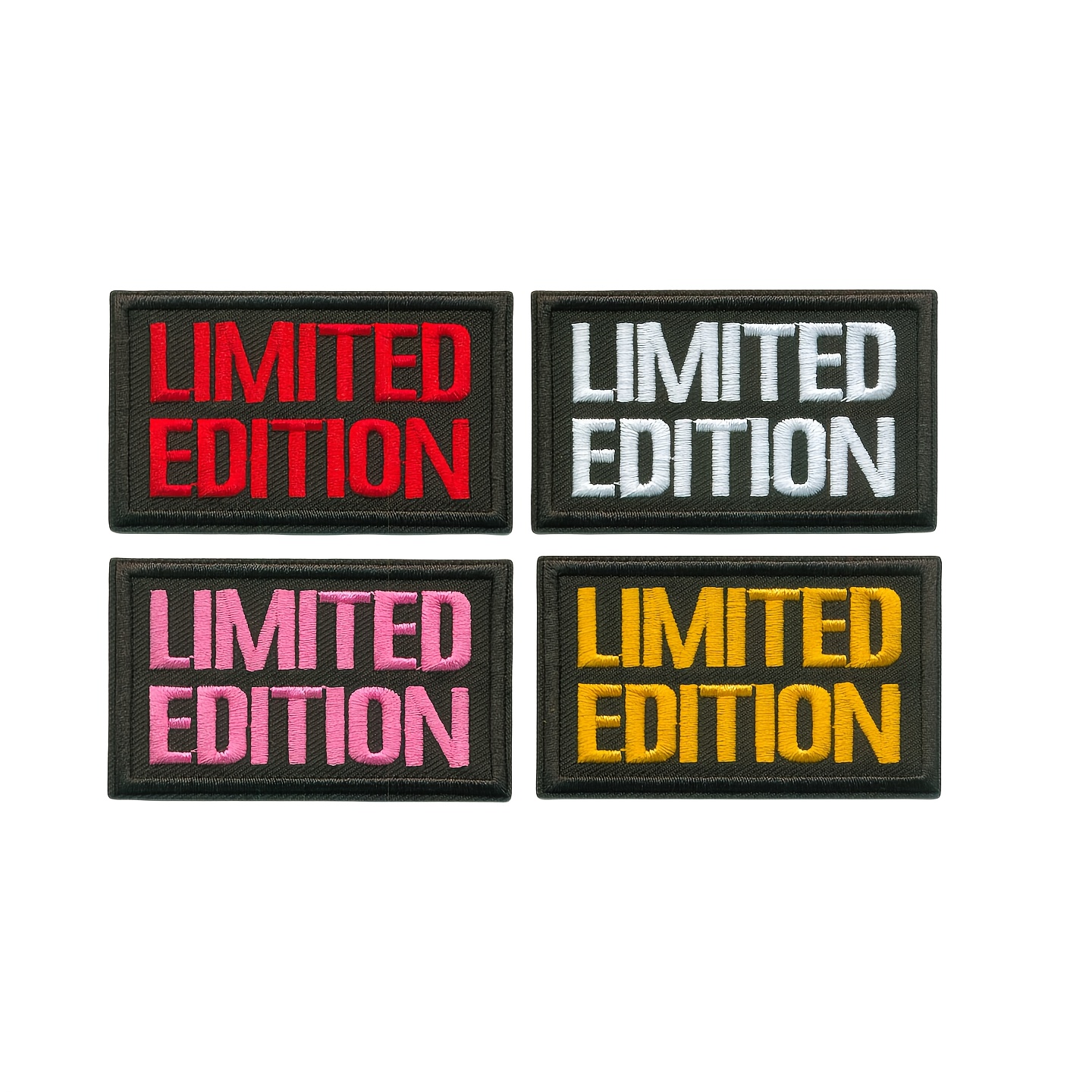 TEMU Set Of 4 Mixed Color ' Edition' Embroidered Patches, Suitable For Ironing And Sewing On Clothing, Backpacks, And Hats, Durable And Vibrantly