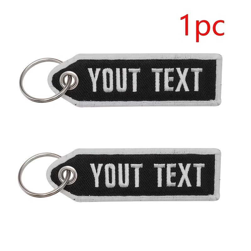 TEMU (customized) Embroidered Keychain Key With A Rign 1pc Double-sided Embroidered Custom Text ( To 12 Characters) 5 Colors Key Tag Backpack Tag