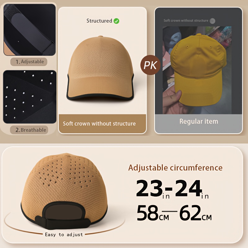 1pc Seamless Baseball Cap, Breathable Snapback, Quick-dry Cap, Plain Cap