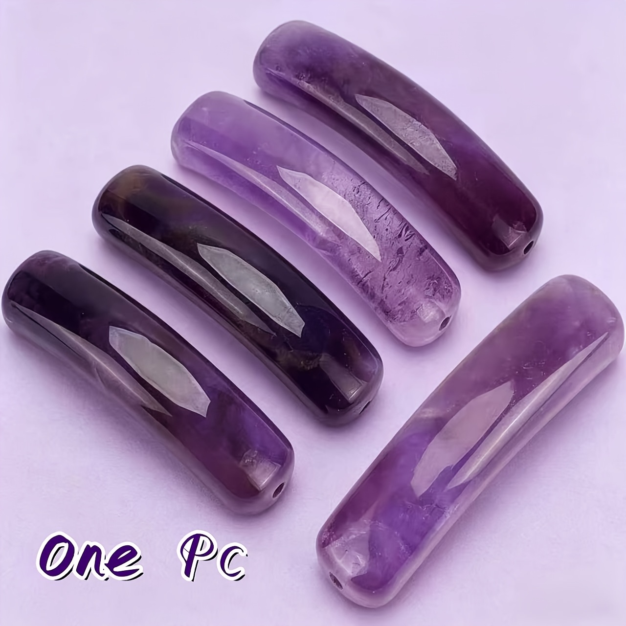 TEMU Natural Purple Amethyst Curved Stone Beads Curved Beads, Curved Rectangle Connector Stone Bead For Bracelet Necklace Earring Jewelry Making