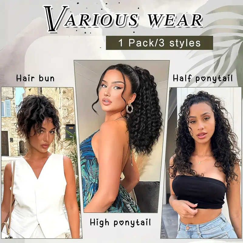 curly ponytail extension drawstring ponytail for women black mixed ginger curly clip in hair extensions 26 inch ponytail extension synthetic hairpiece for daily party details 4