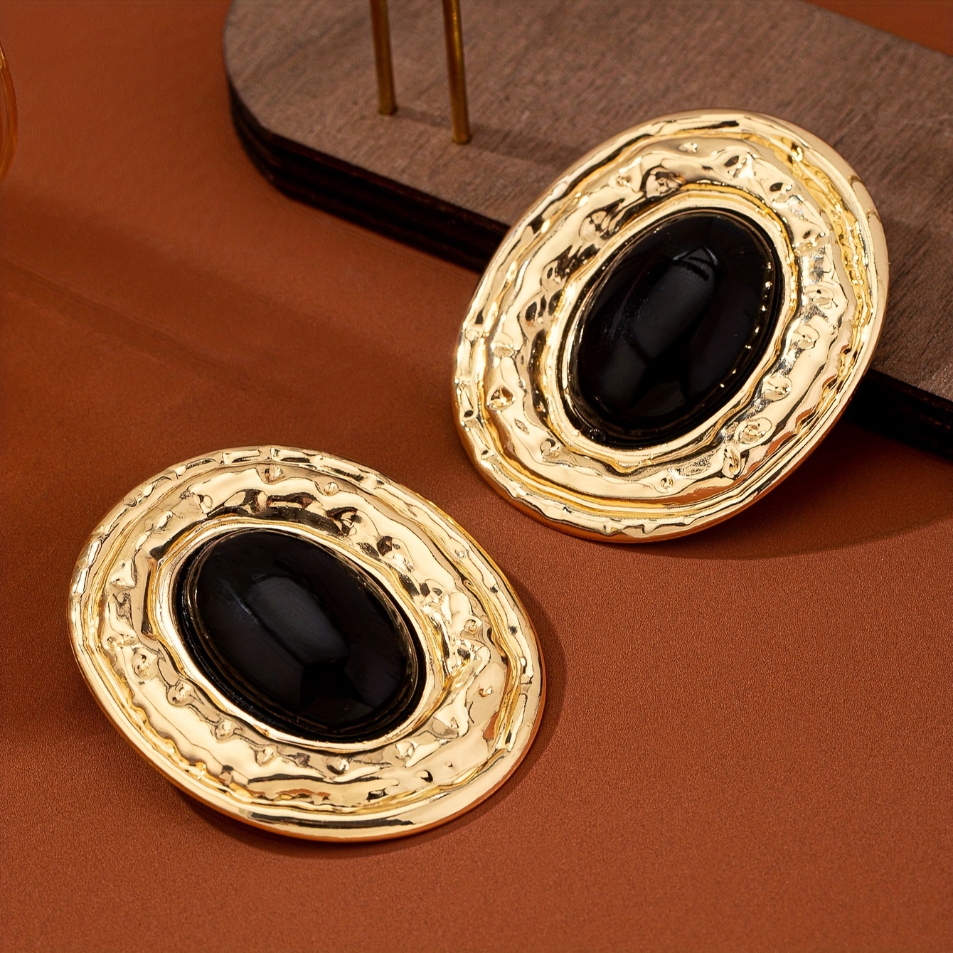 Oval Stud Earrings 18K Plated Sexy Large Statement Earrings Autumn Collection