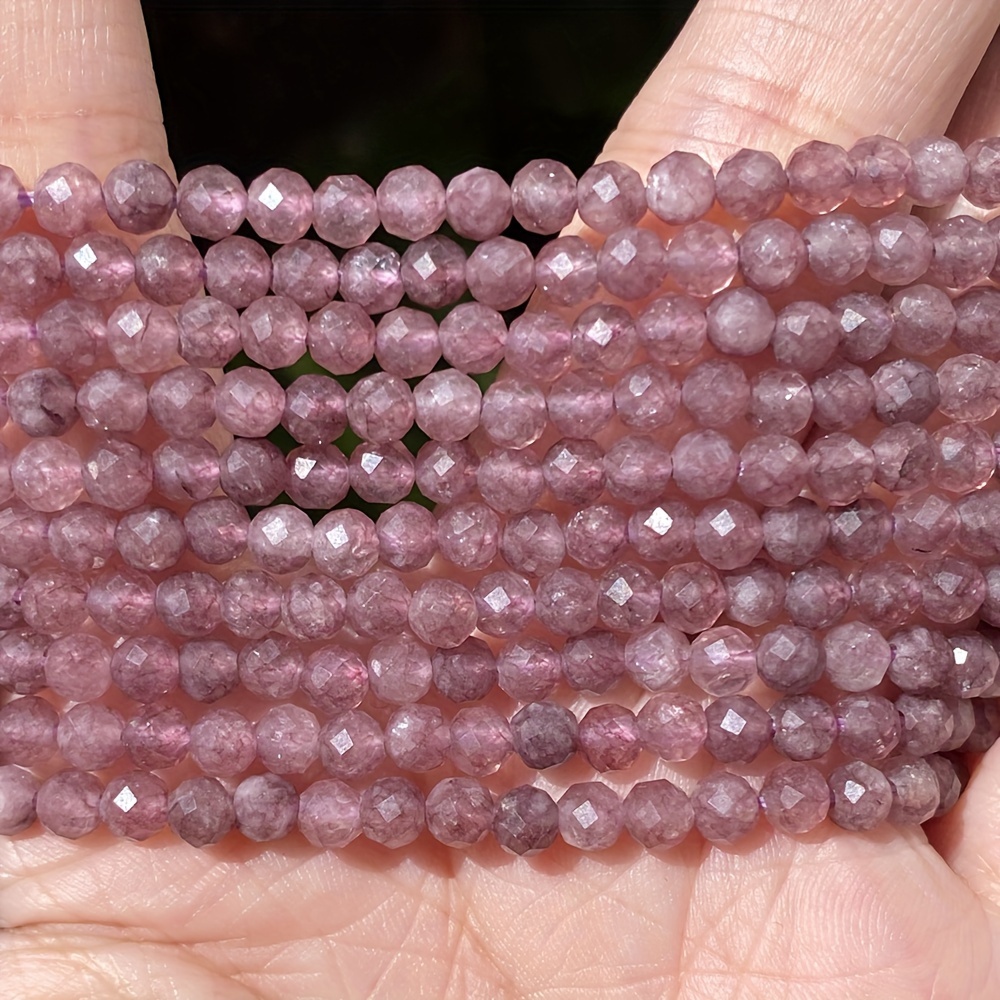 

Stone Purple Lepidolite Waist For Jewelry Making Diy Bracelet Accessories15inches 3/4mm