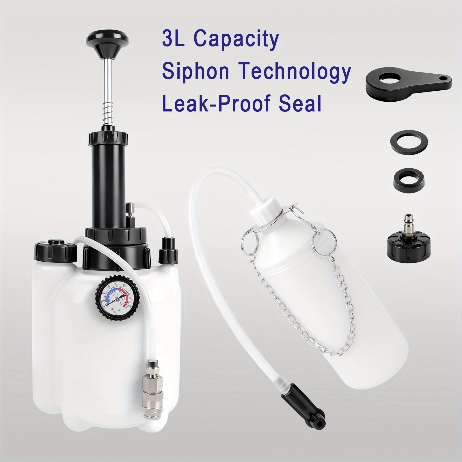 3l Brake Bleeding Kit, Manual Brake Bleeder Including A 1l Brake Bottle And Master Cylinder Adapters, E20 Adapter, Suitable For Most European Vehicles And Car Clutches