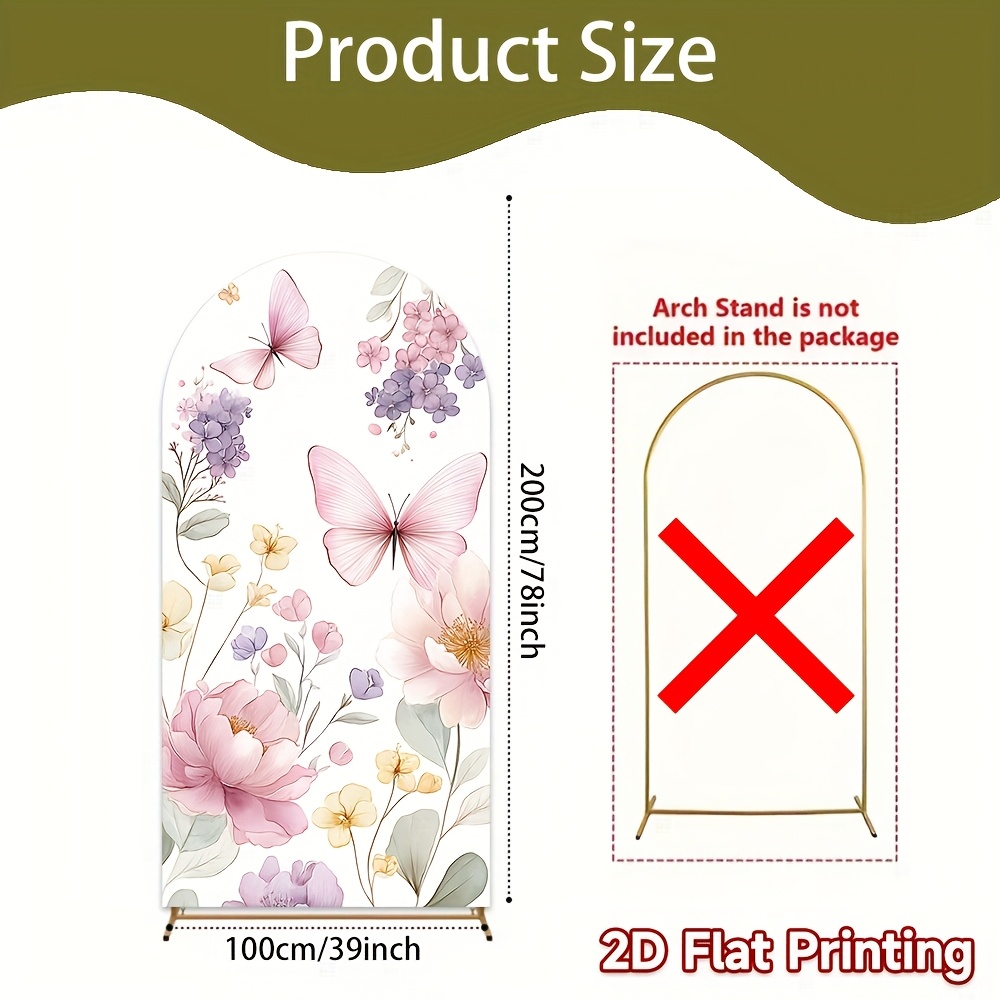 TEMU Una sola pieza de cubierta para de con un de flores rosas y mariposas, diseñada para pancartas de . es un artículo de 2D de un solo (el soporte