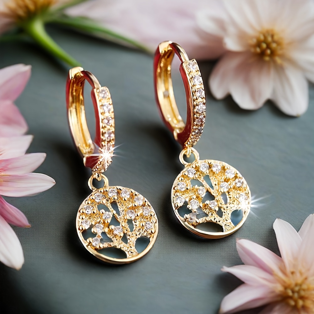 TEMU 1 Pair Of Vine Tree Language Earrings, High-end Design, Versatile Daily Wear Ear Accessories, Included