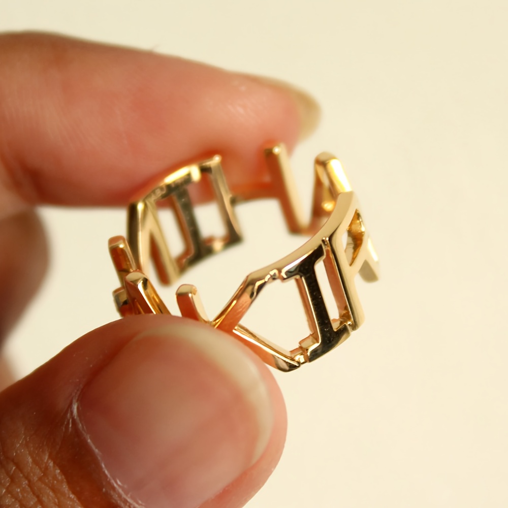 Image of Custom Name Ring - 8mm Wide Block Letter Jewelry, Bohemian & Minimalist Style Personalized Gift For Women, Everyday & Party Wear, Durable Fashion Ring, Custom Jewelry, Elegant
