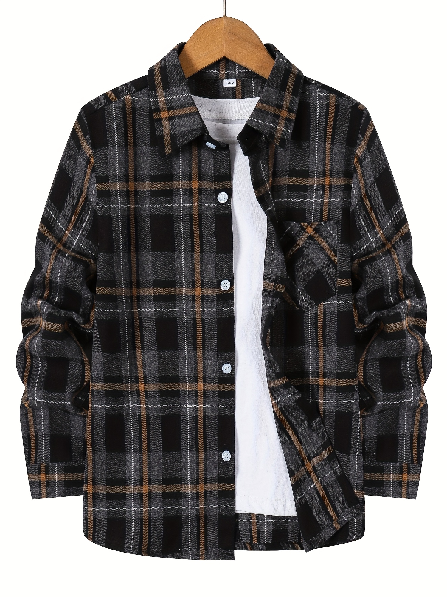 Men's Black And White Buffalo Plaid Flannel Shirt Raw Yarn