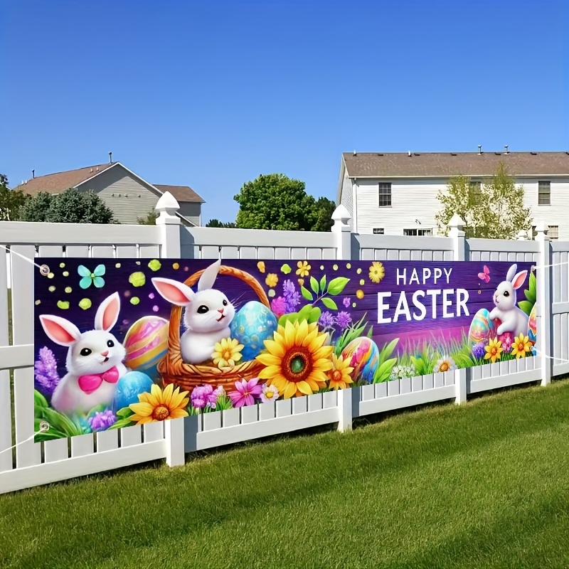 

Banner - Bunny, & Egg Design, Polyester, 17.7x78.74 Inches - Celebrations, Holiday Decor, Photo Booths & Party Supplies