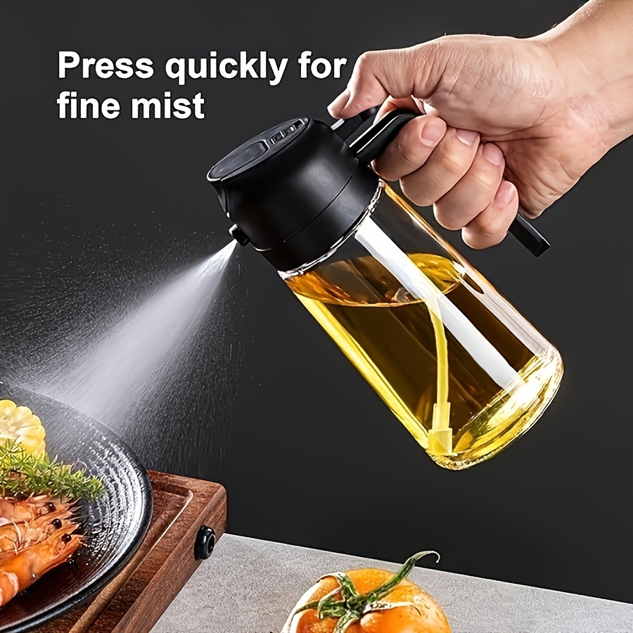 

1pc Portable Oil Sprayer And Dispenser 2-in-1, Olive Oil And Pourer, 470ml Plastic Kitchen Oil Spray Bottle For Cooking, Bbq, Air Fryer, Baking, Salad