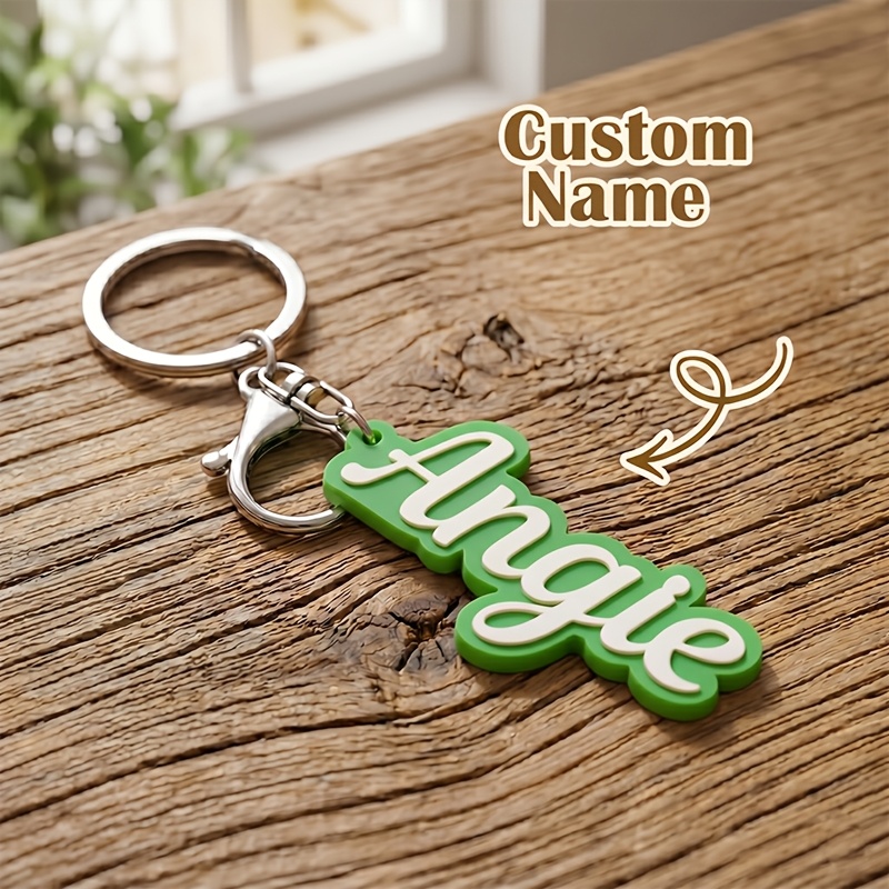 TEMU [2d Flat] [2d Flat] [customized] 1pc Personalized Acrylic Name Tag Keychain, Custom Men's Nameplate Key Chain, , Customized Couple Novelty Key