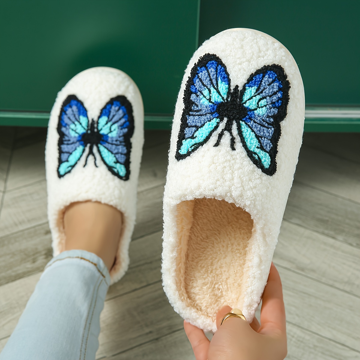 TEMU Print Cozy Slippers For Home, Soft Tpr Non-slip Sole, Plush Closed Toe Slipper With Animal Print, Hand Washable Fabric Insole And Upper, Warm