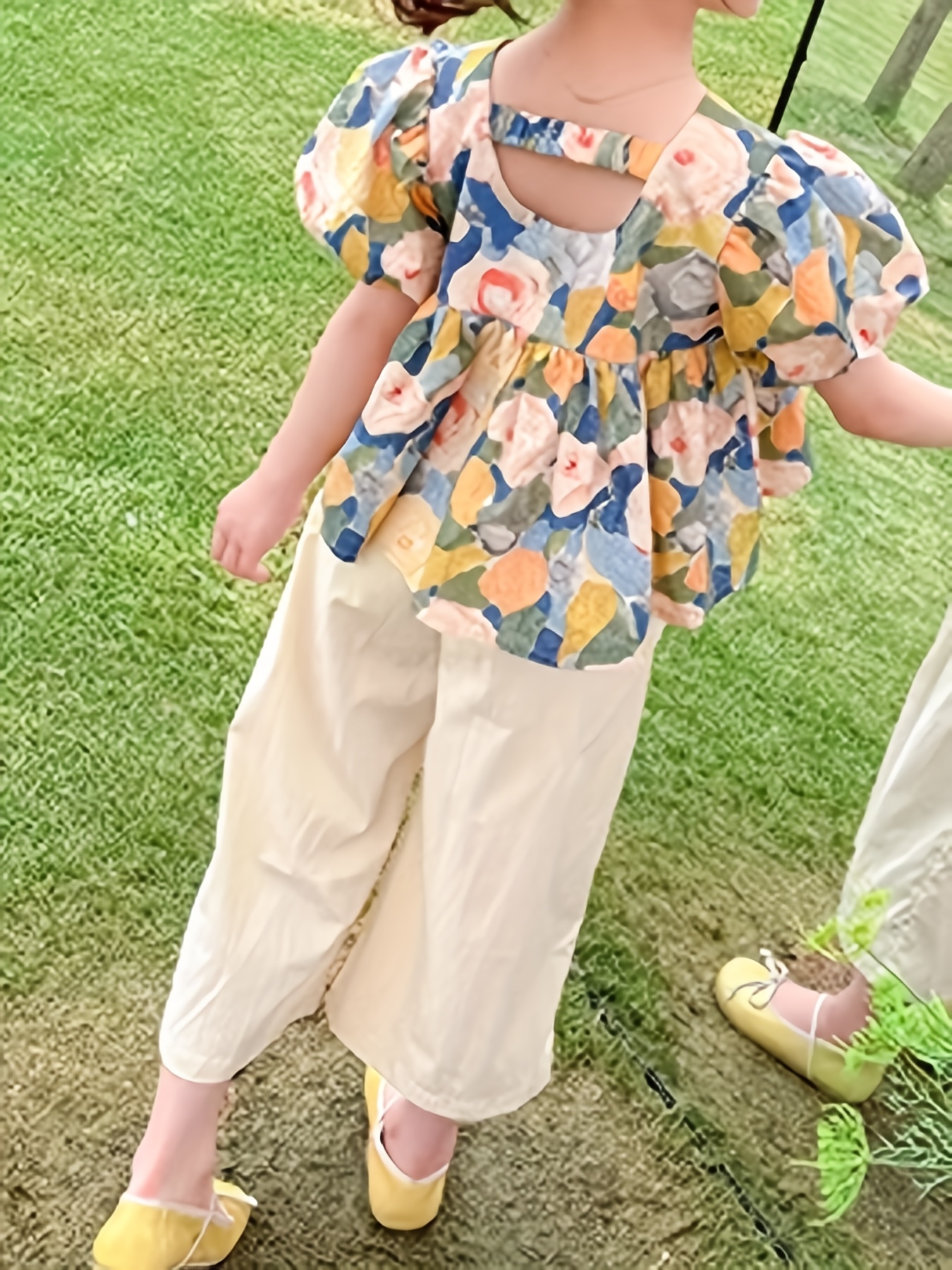 Girls' Summer Outfit Set 2025 New Style Girls' Outdoor Fashion Floral Print 2pcs Short Sleeve Wear Summer Clothes, for Outdoor