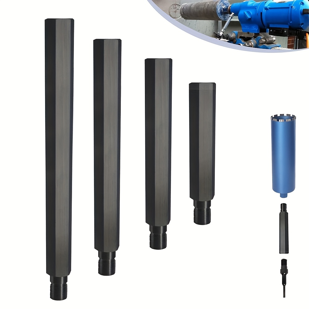 Image of Versatile Diamond Core Drill Bit Extension - 200mm With 1 1/4'' Connection, 42cr4 Steel, Ideal For Hole Saws & Can Drills