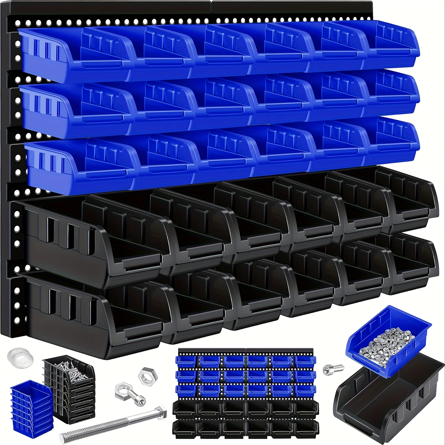 E-shop Robustes praktisches Garagenregal! Wandmontierter Werkstatt-Werkzeugkasten mit 30 Aufbewahrungsboxen, ein Regal für Schrauben Muttern, , Nägel,