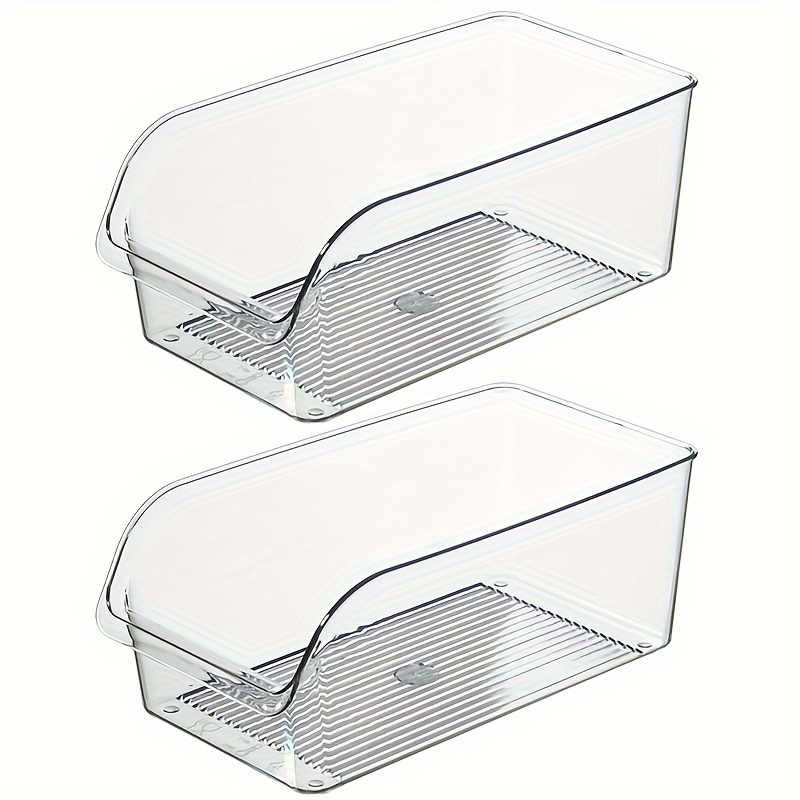 2 pack pet transparent stackable refrigerator storage boxes   container for fridge kitchen cabinet pantry organization