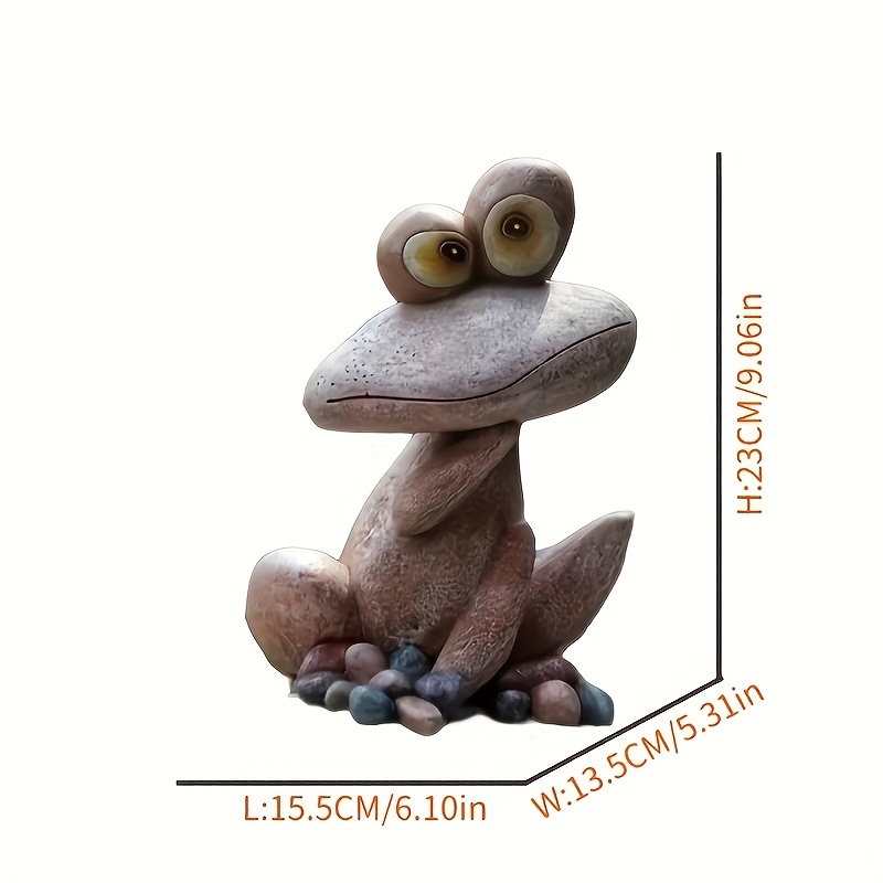 TEMU Ornement de jardin grenouille à grands yeux créative, décoration de paysage de jardin extérieur, sculpture artisanale de dessin animé en résine
