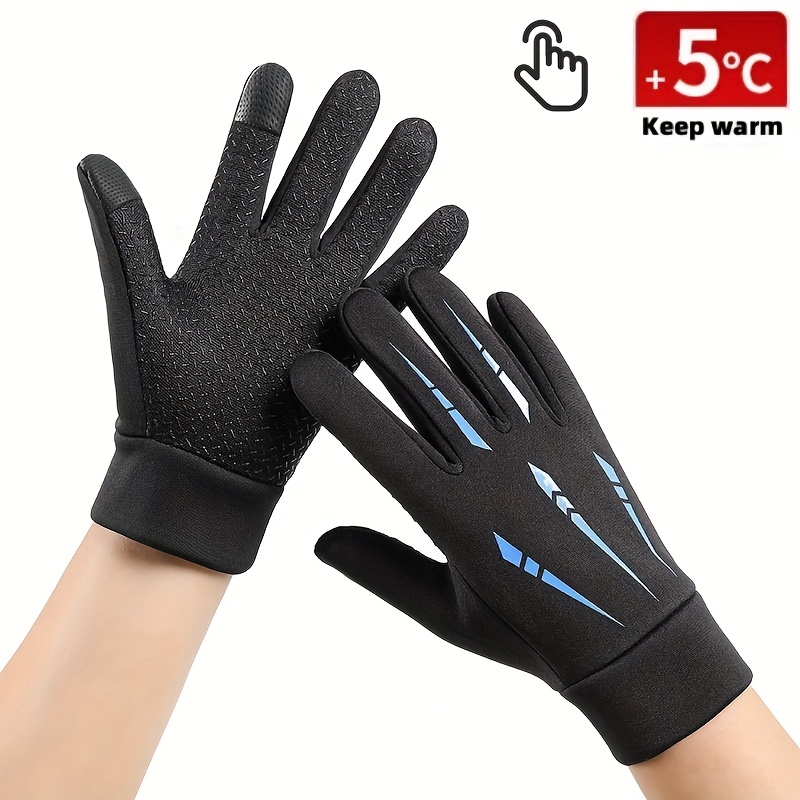 TEMU Men's Outdoor Warm Gloves For Autumn And Winter, Windproof, Cold-proof, Anti-slip, With Touch Screen Function, Suitable For Wearing When Going