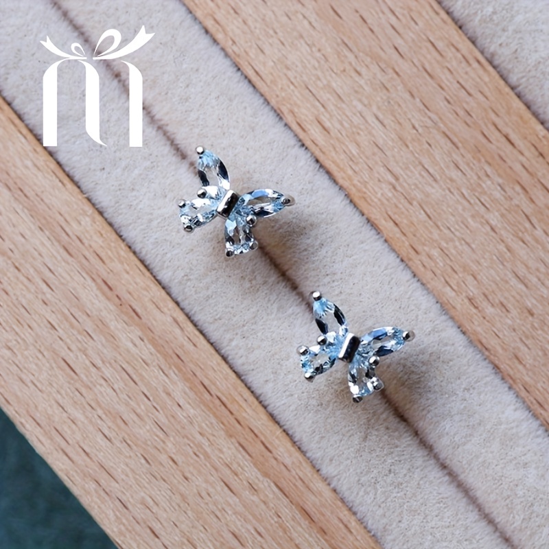 Women's Sweet Butterfly Earrings with Zirconia, Cute Design