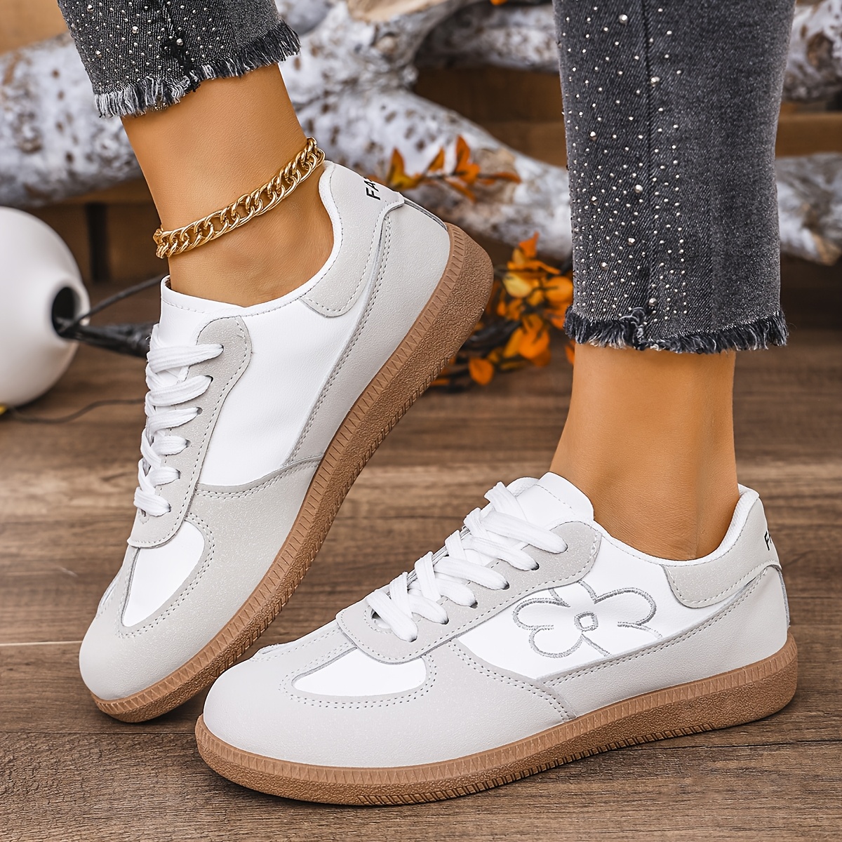 Zapatillas deportivas casuales de moda de color liso para mujer Zapatos  deportivos bajos con cordones, calzado para con