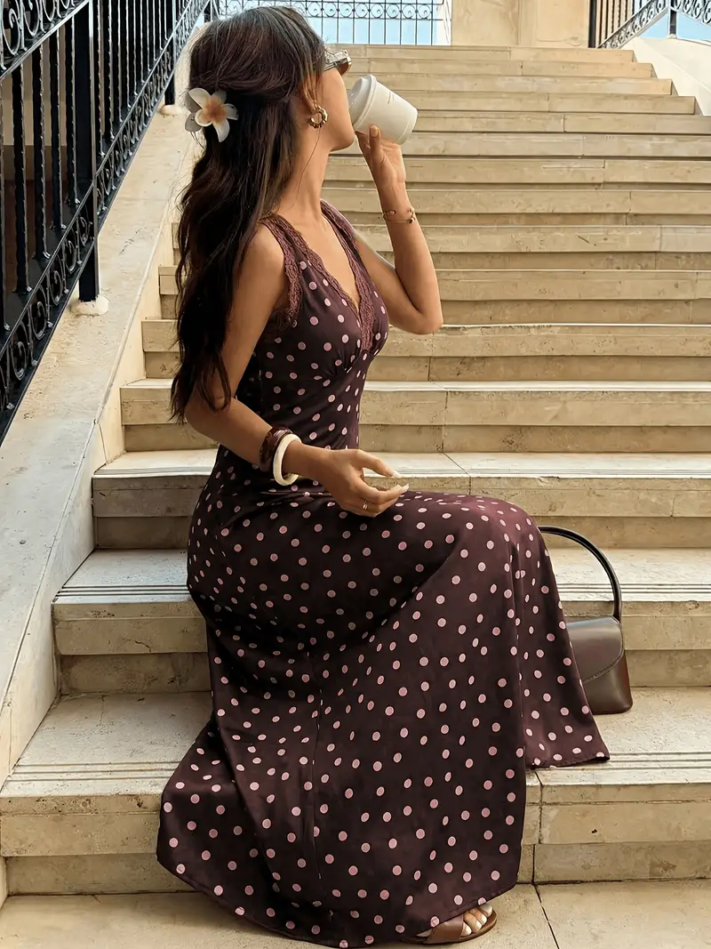 satin lace trim v neck maxi slip dress Pariaura Women's Floral Pink Satin Slip Dress,Lace Trim V Neck Sleeveless Split Hem Maxi Dress,Elegant Summer Holiday Vacation Holiday Date Night Long Dress