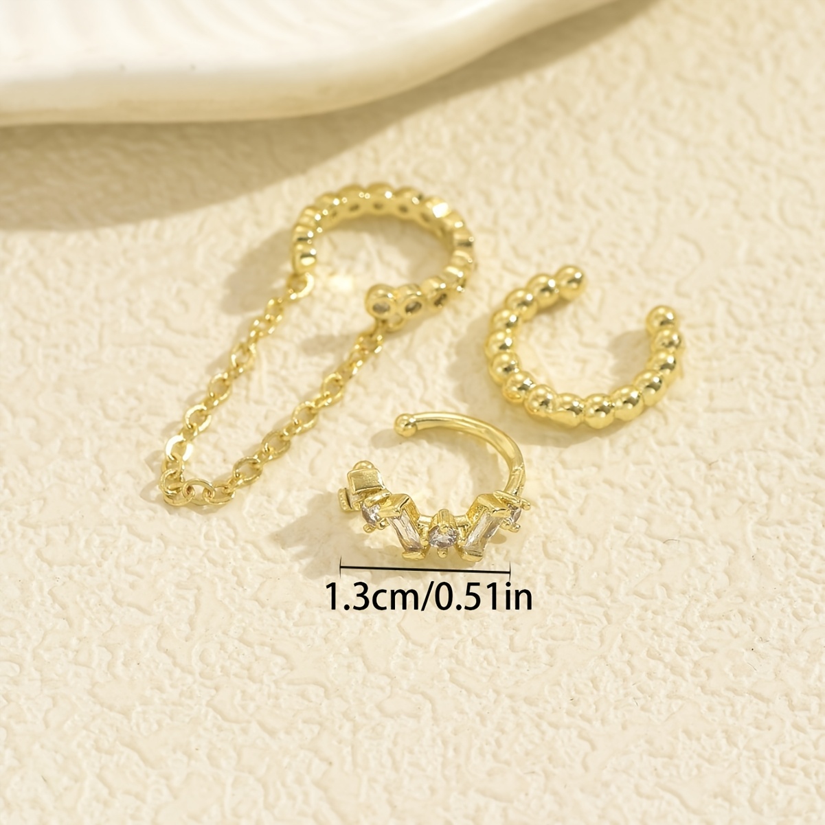Golden Chain Clip-On Ear Cuffs for Non-Pierced Ears