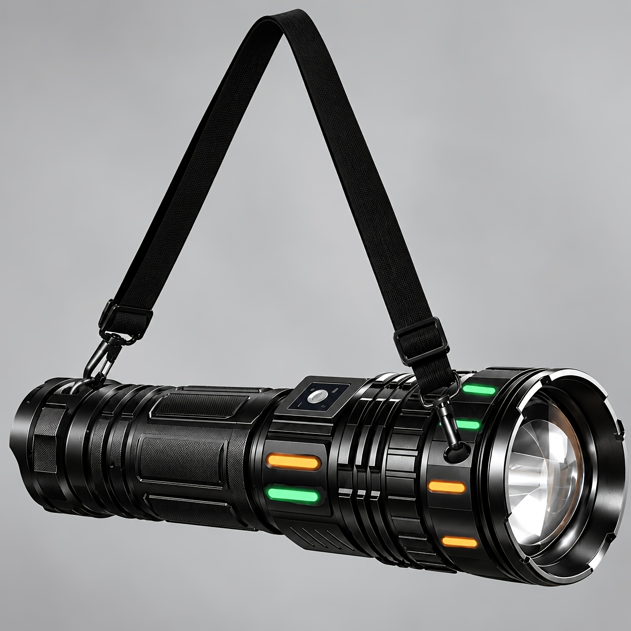 TEMU High-brightness Large Shoulder Strap Led Flashlight With Adjustable Zoom Function&cob Tail Light. 6 Lighting , Suitable For Camping, Farm,