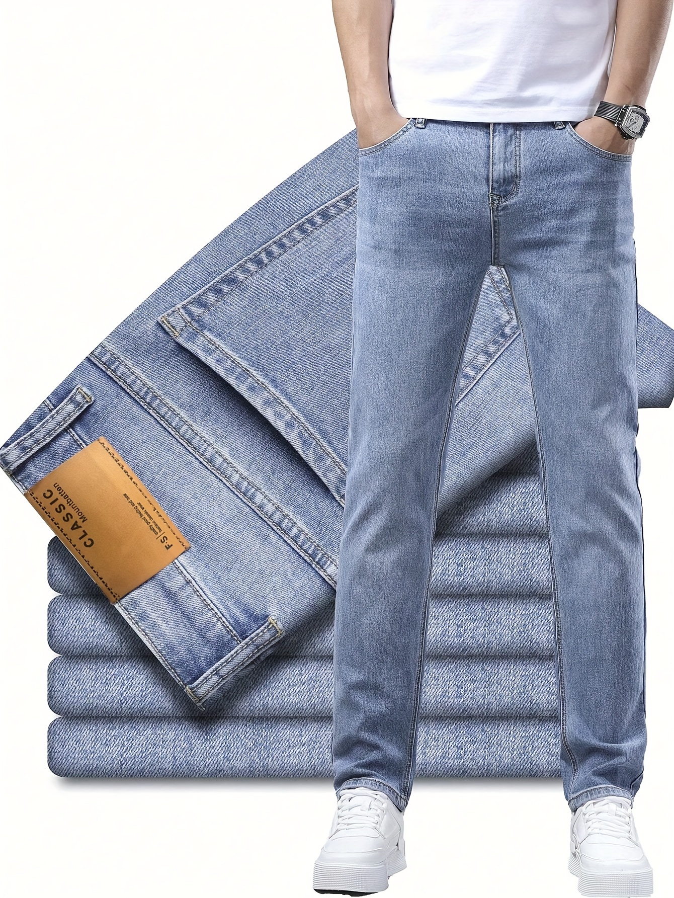 2025 - Damesjeans, rekbaar, gewassen denim, modieus