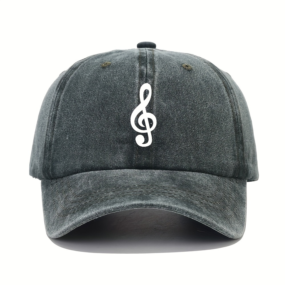 Music Note Print Baseball Baseball Hat, Dad Hats Solid Color Washed Distressed Casual Sports Hats Lightweight Adjustable Dad Hat for Women Men,Temu
