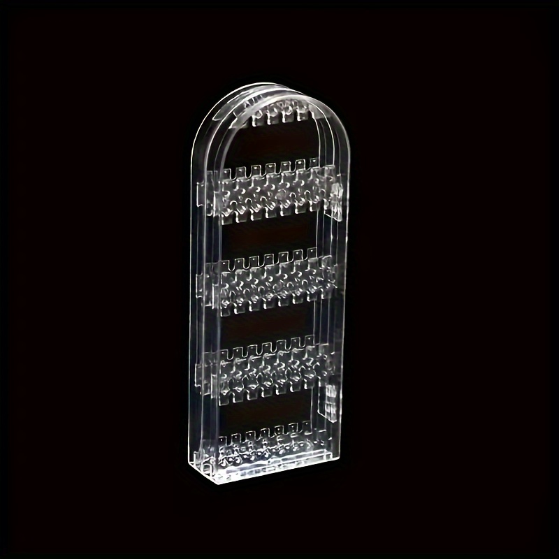 TEMU 1pc Clear Plastic Jewelry Organizer - Rectangular Earring And Necklace Display Stand, No Needed,