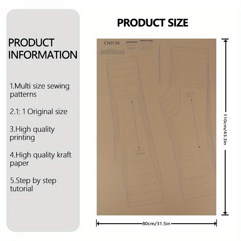 TEMU Pants 9 Sizes (6m-10y) Sewing Patterns, 1:1 Scale Garment Sewing Patterns, Sewing Beginner's Set, Clothing Prototype Sewing Patterns, Perfect
