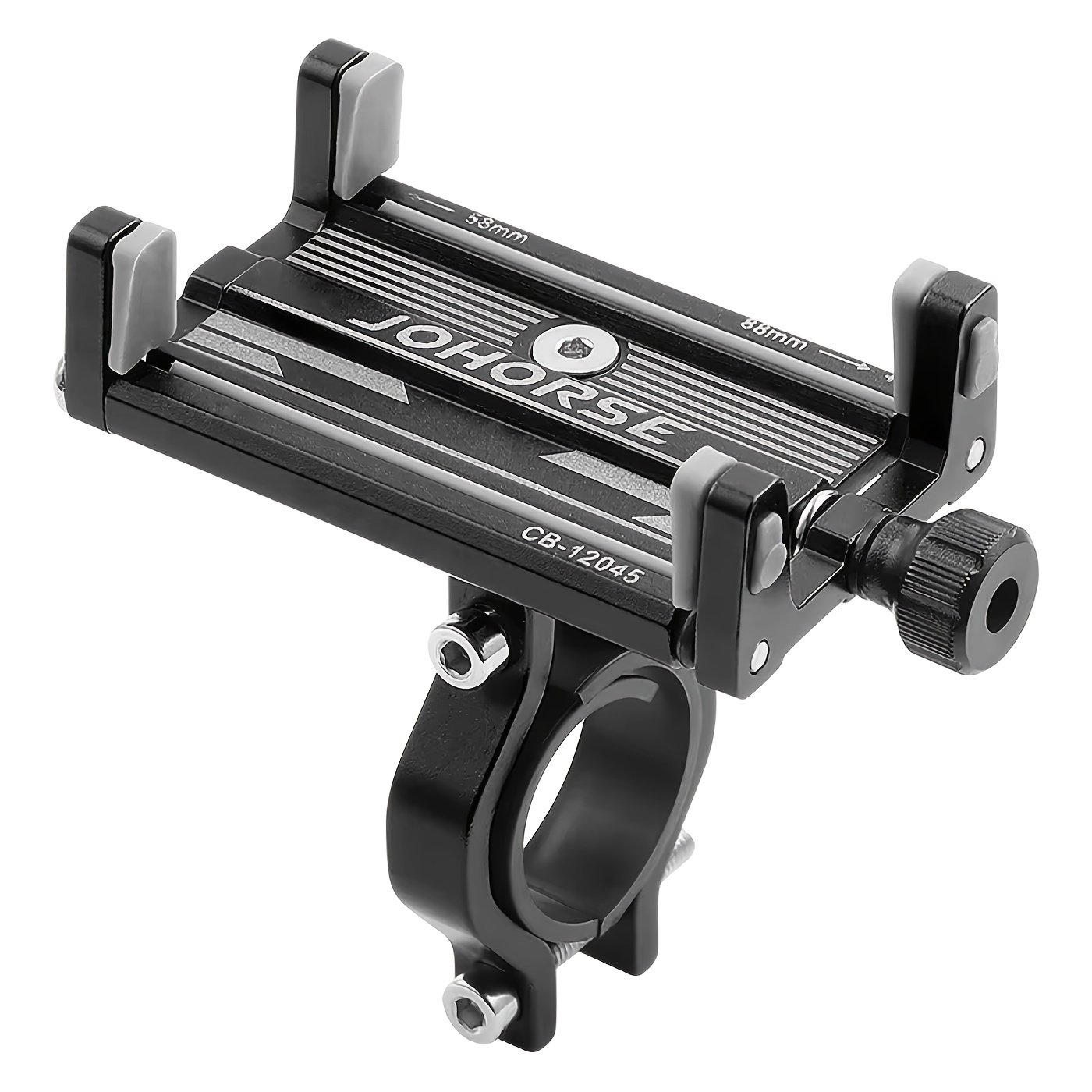 TEMU Soporte de manillar de aleación de aluminio, soporte giratorio 360°, pinzas ajustables, antideslizante, con absorción de impactos, para la